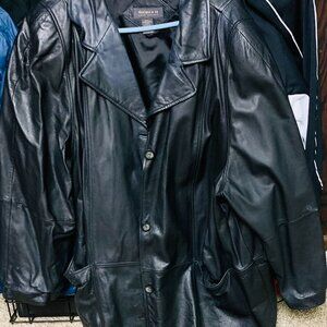 LANE BRYANT LEATHER COAT 26/28 BLACK 3/4 LENGTH